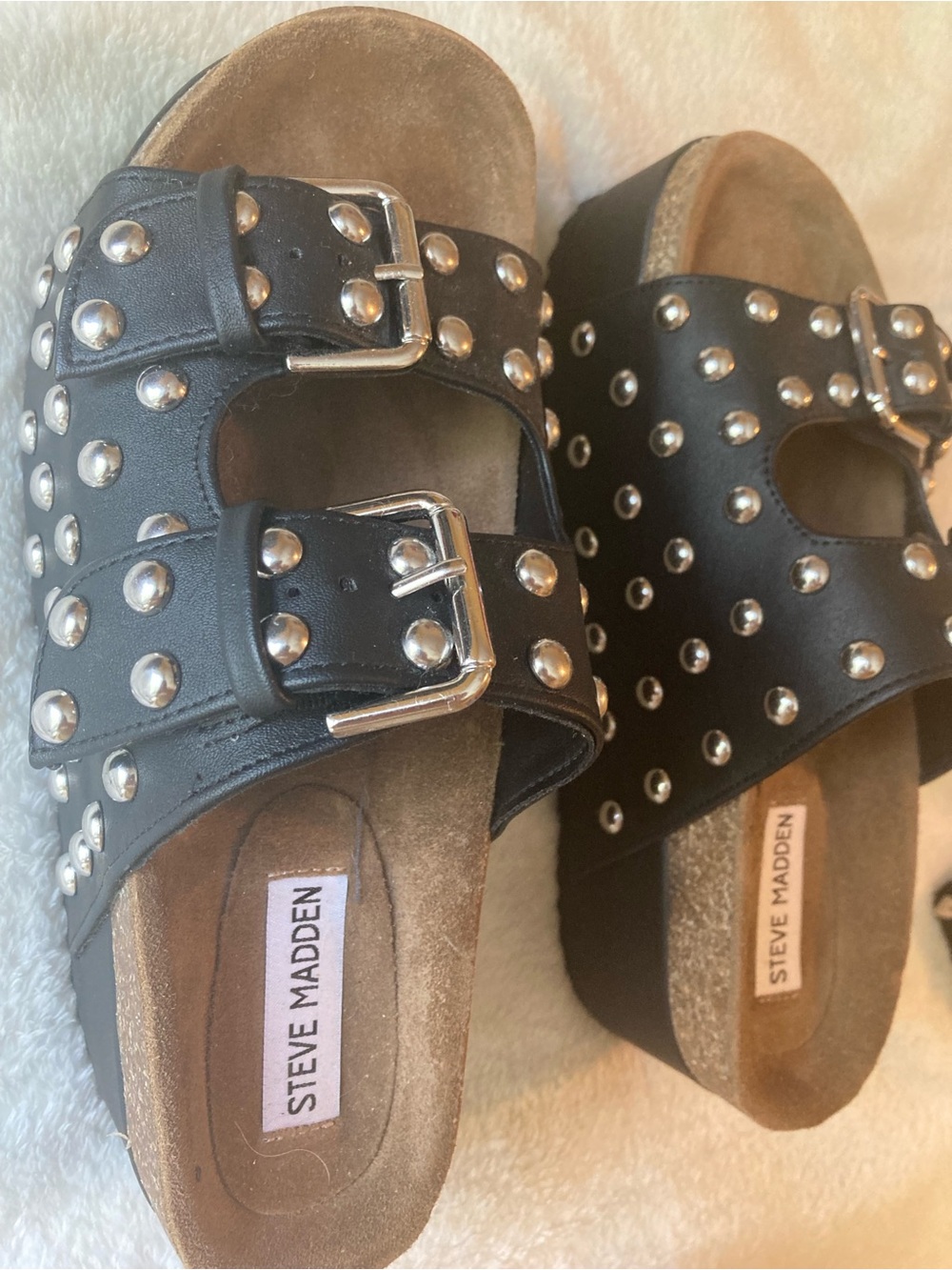 Steve Madden Kali Studded Platform Double Buckle Sandals Sz 7